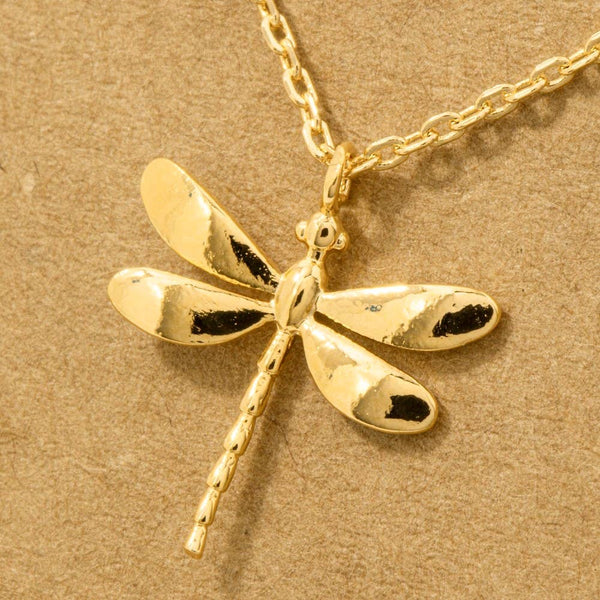 Gold Dipped Dragonfly Pendant Necklace: G - Lulu Bella Boutique