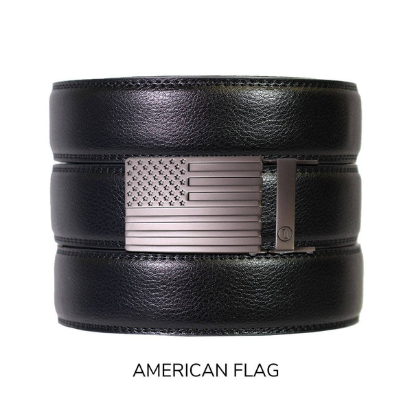 Black Leather Ratchet Belt & Buckle Set: Gun Metal - Lulu Bella Boutique