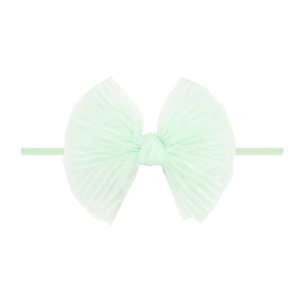 Baby Bling® Tulle FAB® Skinny nylon headband with tulle bow: Pleated Rose Quartz - Lulu Bella Boutique