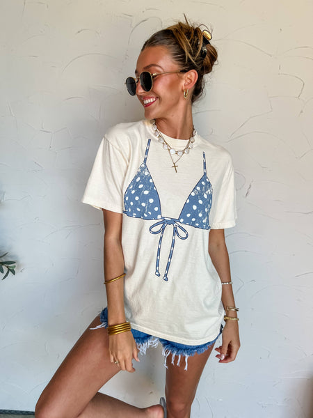 Polka Dot Bikini Top Tee: Small - Lulu Bella Boutique