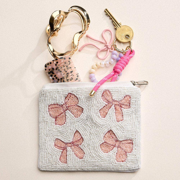 Bow Seed Beaded Mini Pouch Bag - Lulu Bella Boutique