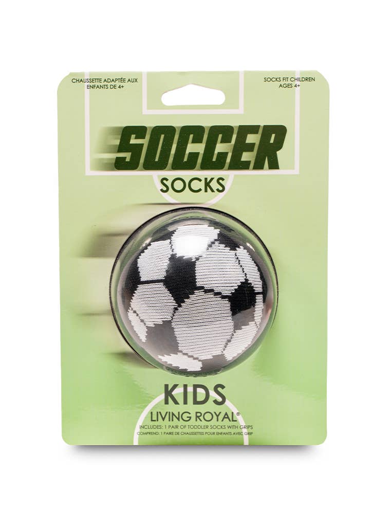 3D Packaged Crew Socks - Kids - Soccer Ball - Black