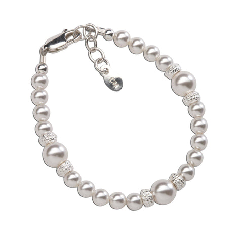 Sophia - Sterling Silver Pearl Baby & Children's Bracelet: Large 6-12 Years