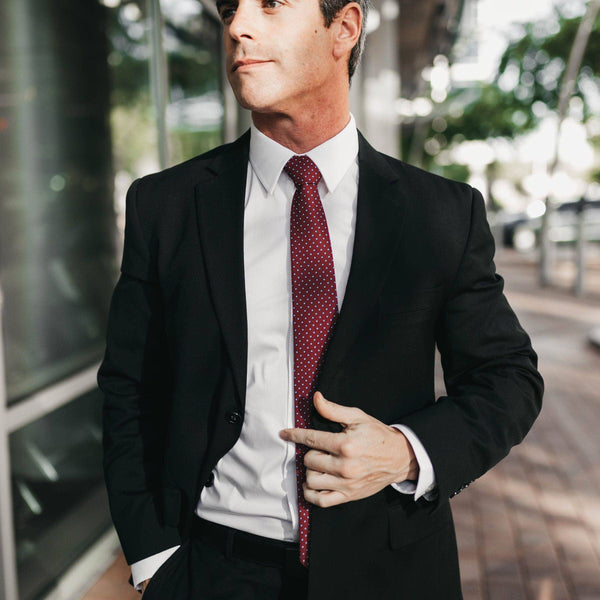 Austin- Red and White Polka Dot Tie: 2.5" Slim/Skinny Tie