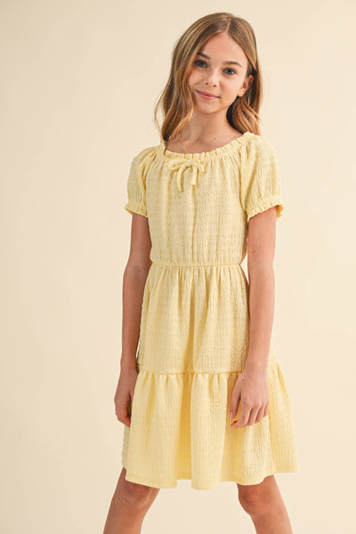 TWEEN KIDS GIRLS PUFF SLEEVE TIERED DRESS (7-14): 7 - Lulu Bella Boutique