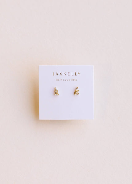 Offset Trio - White CZ - Gold Earrings - Lulu Bella Boutique