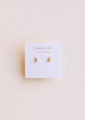 Offset Trio - White CZ - Gold Earrings