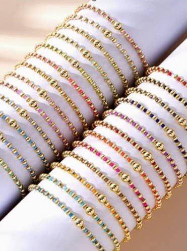 BOHO COLORFUL BALL BEADED BRACELET | 40B5223: Black - Lulu Bella Boutique