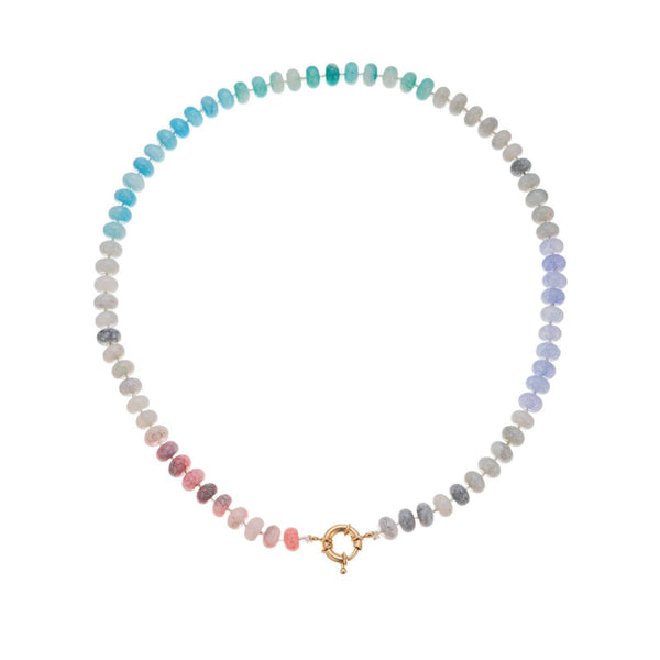 Natural Stone Semi-Precious Glass Mixed Necklace | 40NK9659: B - Lulu Bella Boutique
