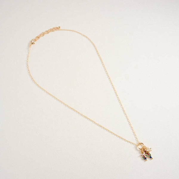 16 Inch Nutcracker Mouse King Charm Cluster Chain Necklace: Gold/Pink / ONE