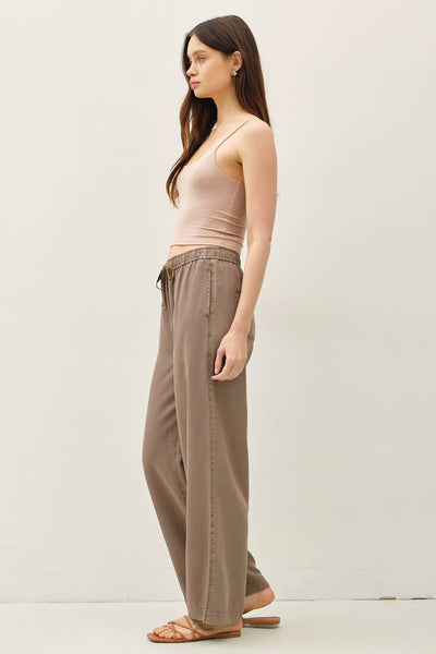 TENCEL WIDE LEG PANTS: MOCHA - Lulu Bella Boutique