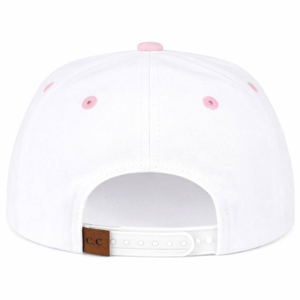 C.C HE'S GOLFING Letter Embroidered on Two Tone Trucker Hat: Light Pink - Lulu Bella Boutique