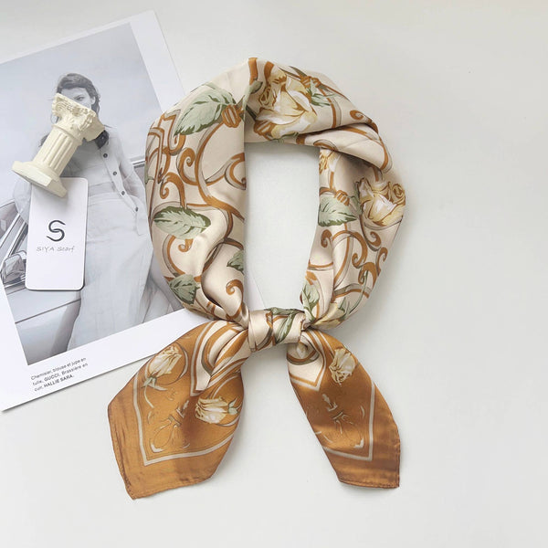 FLOWER SILKY BANDANA NECK SCARF, DS 31161: ORN - Lulu Bella Boutique