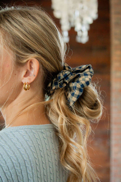 Navy Dreams Gingham Jumbo Scrunchie