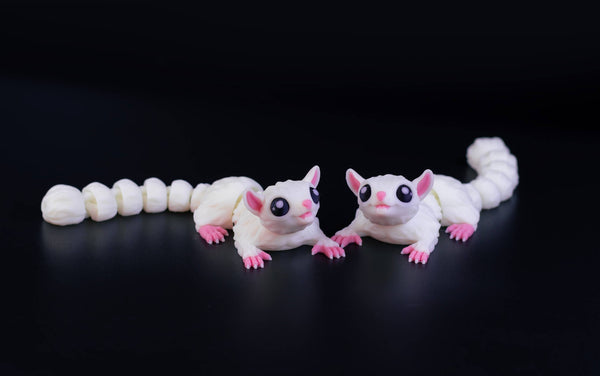 Tiny Baby Sugar Glider Articulating Fidget, 3D Printed: All White / Baby - Lulu Bella Boutique