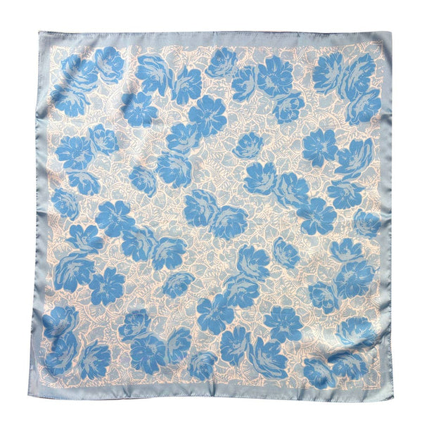 FLORAL PRINT SQUARE SCARF, WLQS 108: BLU - Lulu Bella Boutique