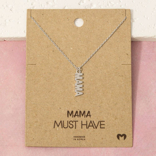 Gold Dipped Flat Mama Pendant Necklace: G - Lulu Bella Boutique