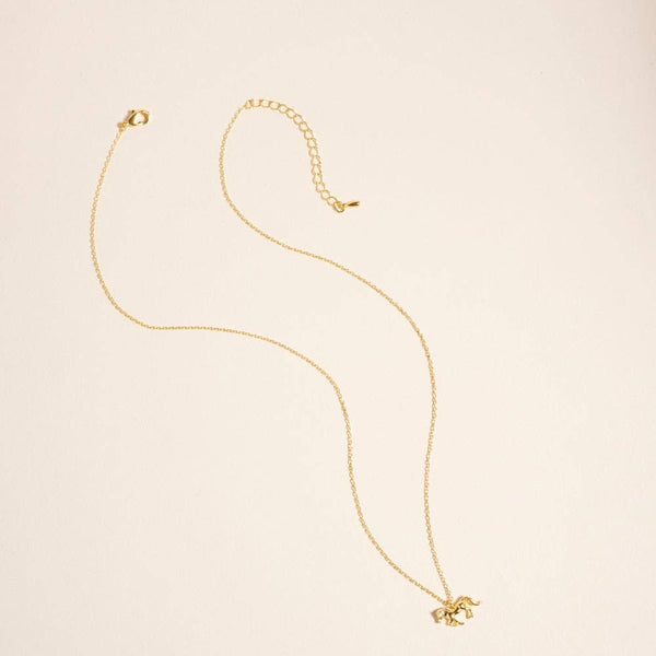 18K Gold Dipped Rodeo Horse Western Necklace: 18K GD / ONE