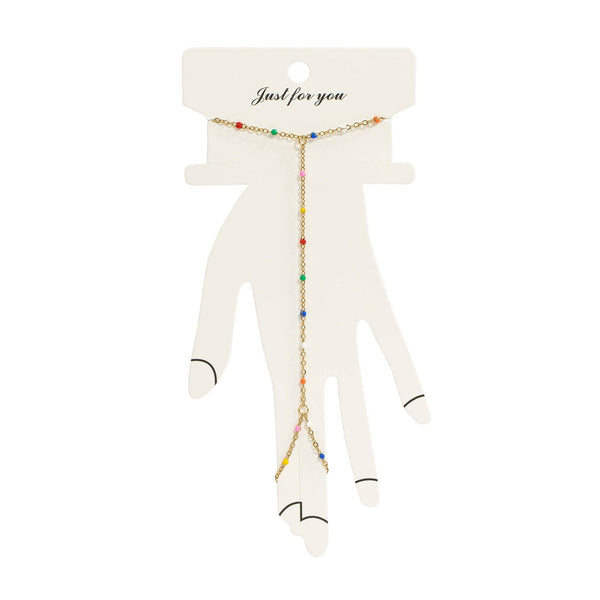 18K Gold PVD Stainless Steel Multi Color Hand Chain: Gold