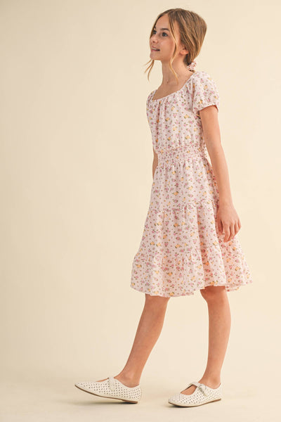 TWEEN KIDS GIRLS PEASANT PUFF SLV SMOCKED WAIST (7-12) : 7 - Lulu Bella Boutique
