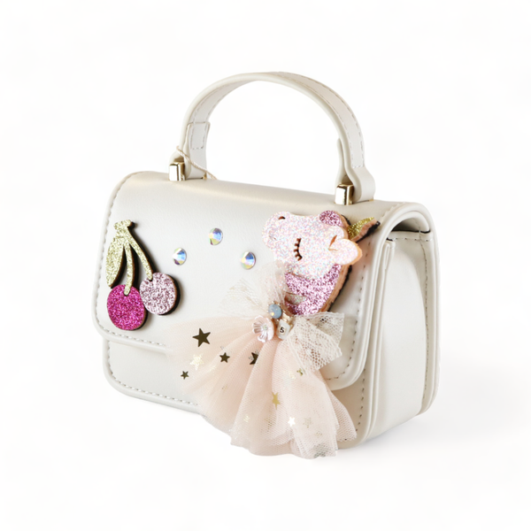 B1302 Unicorn & Cherry Applique Purse (6 Colors): Fuchsia