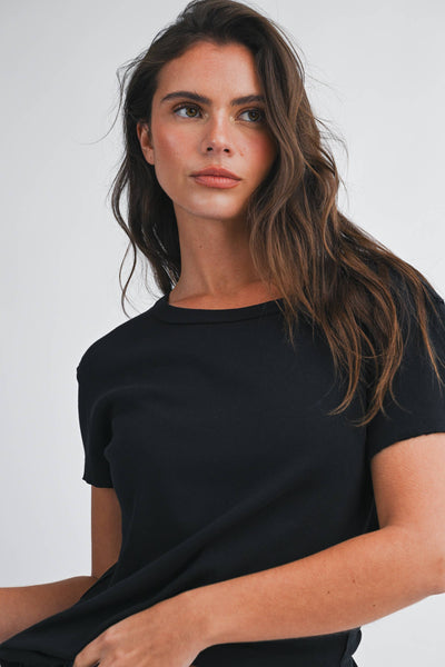 8599HK Essential Soft Crewneck Tee: Black / Contemporary / S - Lulu Bella Boutique