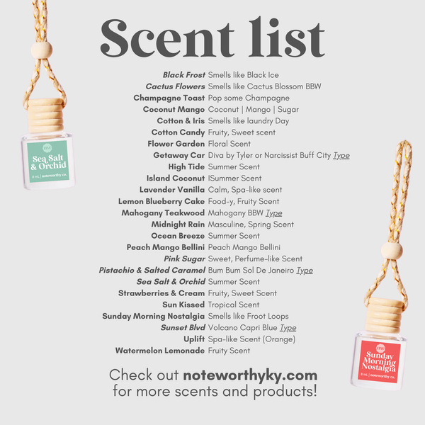 Car Diffusers | 25 Scents: Individual Mylar Bag / Champagne Toast