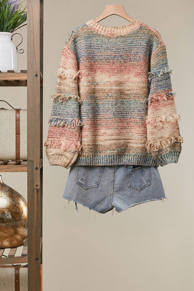 Multi-Color Textured Knit Sweater