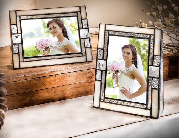 Ivory Opalescent Picture Frame - 4x6 By J Devlin Glass Art: 5x7 Vertical