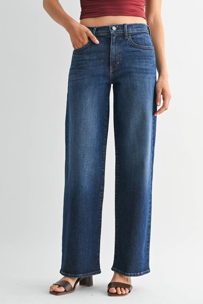 Loose Straight w/ Regular Hem - DARK DENIM - BP484J: 24 - Lulu Bella Boutique