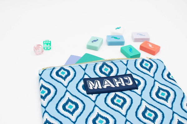 Premium Mahjong Card & Accessory Bag: Stripes- Purple & Green Card & Accessory Bag