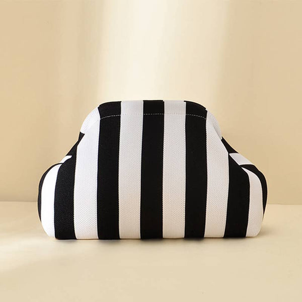 Stripe Knit Cosmetic Bag Geo Pattern Storage Clutch: SBlack / M - Lulu Bella Boutique