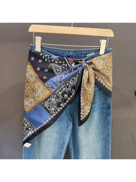 Patchwork Paisley Print Triangle Bandana: Blue