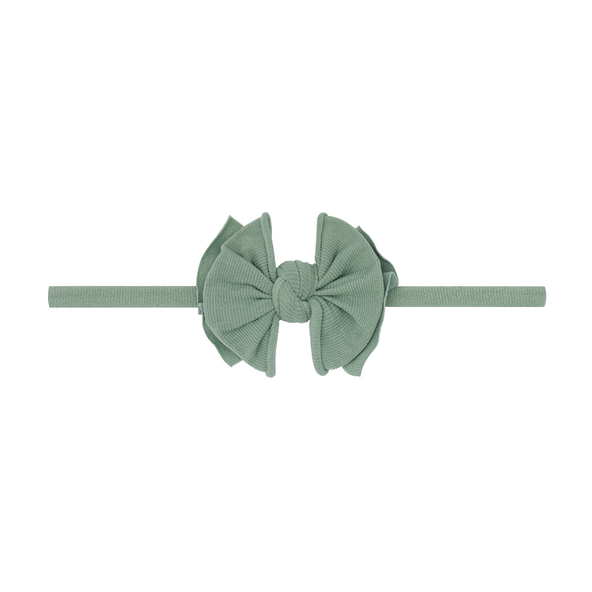 Baby Bling® Baby FAB® Skinny soft nylon bow headband: Sage - Lulu Bella Boutique
