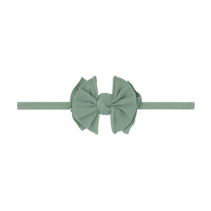 Baby Bling® Baby FAB® Skinny soft nylon bow headband: Sage - Lulu Bella Boutique