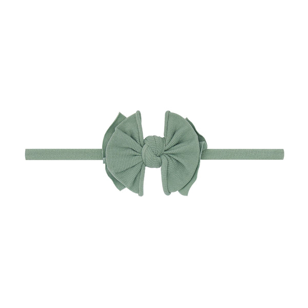 Baby Bling® Baby FAB® Skinny soft nylon bow headband: Sage - Lulu Bella Boutique