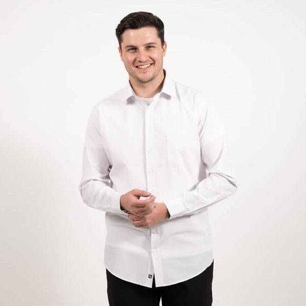 White Hustle Dress Shirt - Long Sleeve: Regular