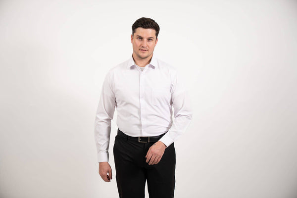 White Hustle Dress Shirt - Long Sleeve: Slim