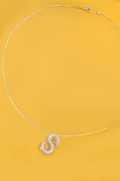 INITIAL PAVE RHINESTONE BUBBLE BALLOON NECKLACE | 80N751: R