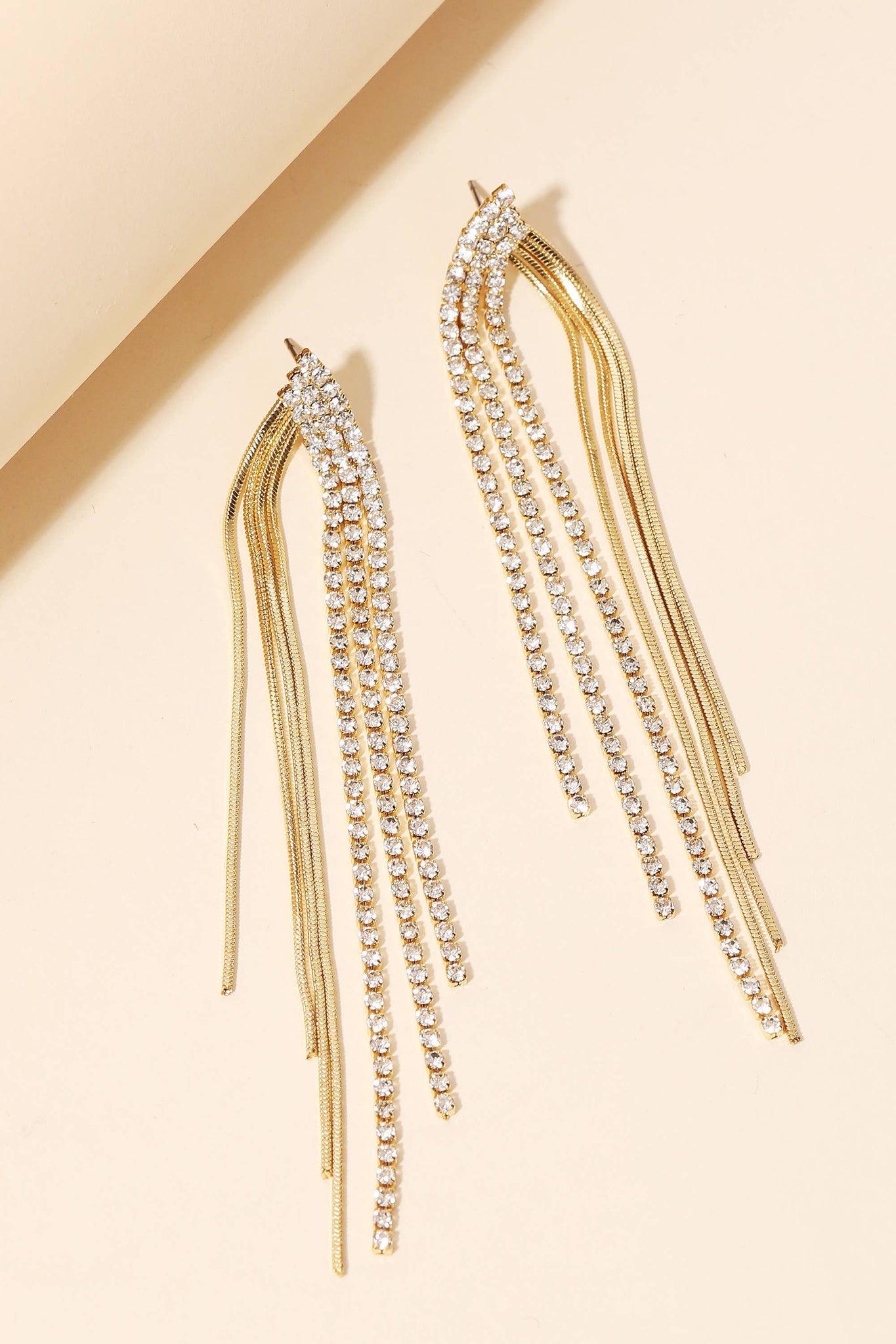 Rhinestone Rope Chain Fringe Earrings: G