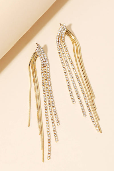 Rhinestone Rope Chain Fringe Earrings: G