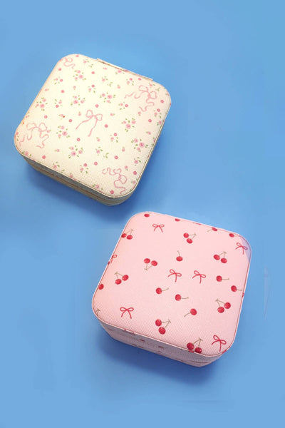 DESIGNED JEWELRY ORGANIZER TRAVEL BOX CASE | 40P552: BOW OFF WHITE - Lulu Bella Boutique