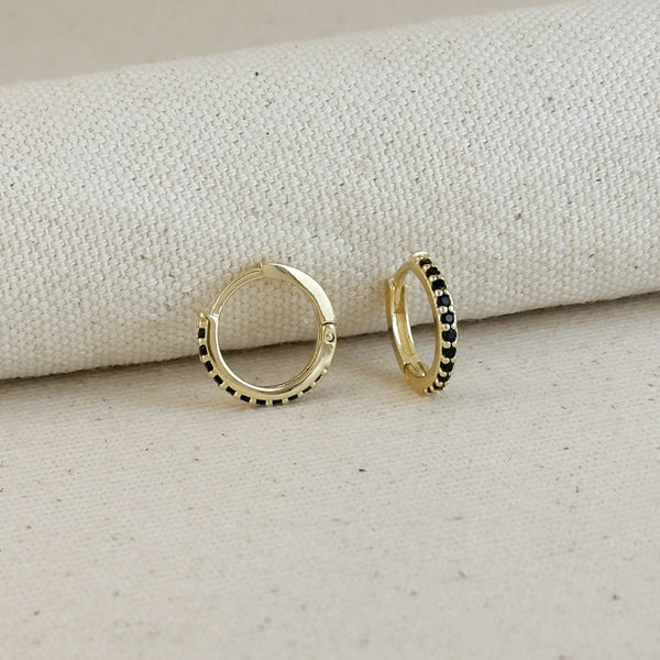 18k Gold Filled Colored CZ Hoop Earrings: Emerald - Lulu Bella Boutique