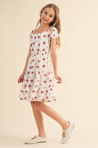 TWEEN KIDS GIRLS PEASANT PUFF SLV SMOCKED WAIST (7-12): 7 - Lulu Bella Boutique