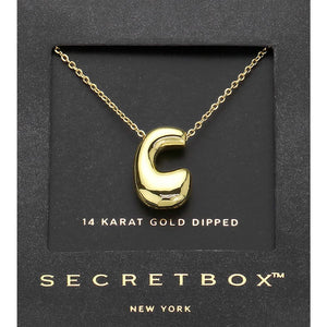 SECRET BOX_ 14K Gold Dipped Bubble Initial Pendant Necklace
: C - Lulu Bella Boutique