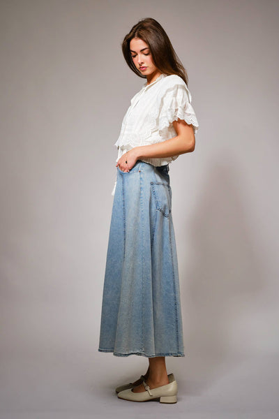 36900T - Eyelet Embroidered Tassel Tie Front Crop Top: OFF WHITE / S - Lulu Bella Boutique
