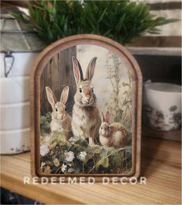 Arch Top Bunny Trio Framed Art