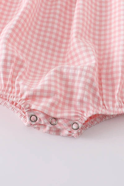 Baby Girls Strawberry Plaid Smocked Romper: 6M - Lulu Bella Boutique