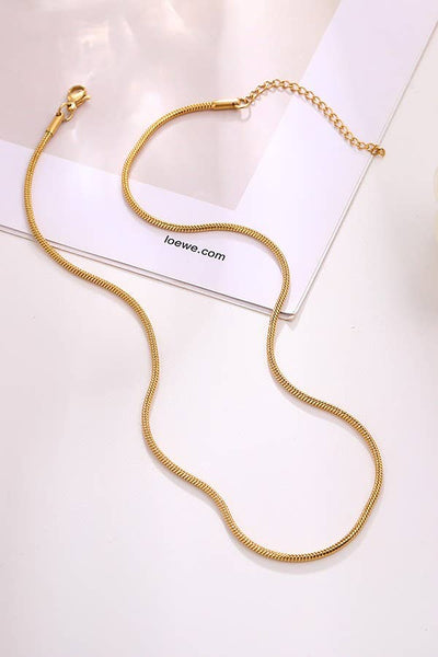 STAINLESS STEEL WATERPROOF TARNISH FREE NECKLACE | 40NK318: SNAKE - Lulu Bella Boutique