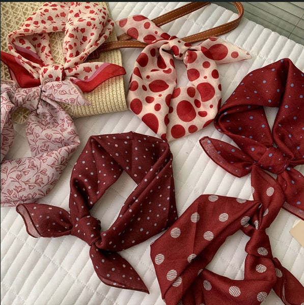 Maillard style French polka dots red square scarf Bandana - Lulu Bella Boutique